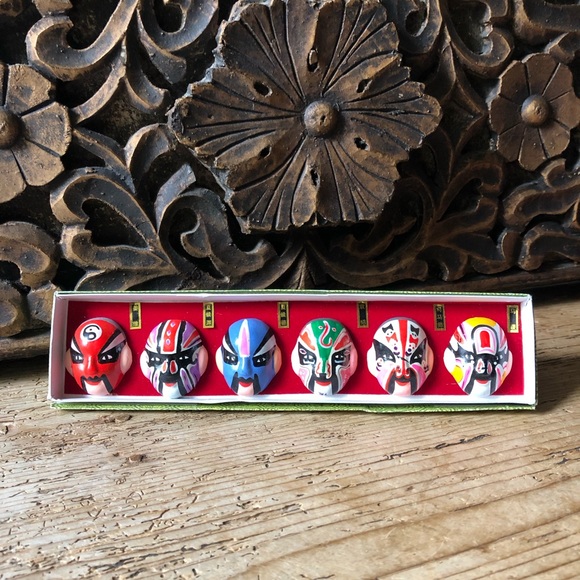 NEW Set of 6 Chinese Peking Opera Painted Ceramic Face Masks Collectible Decor - Picture 3 of 15